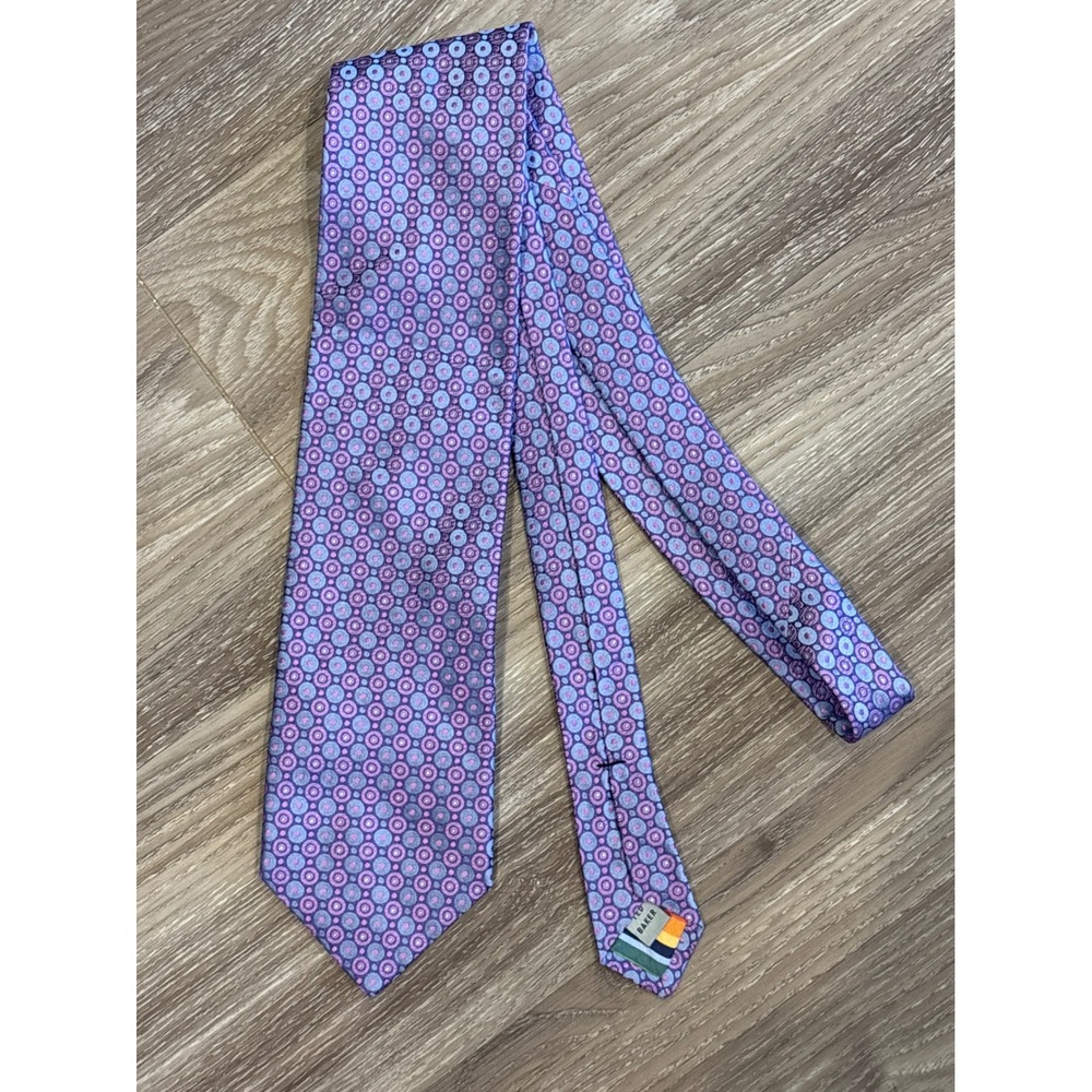 Ted Baker London Silk Tie Purple Blue Pink Geometric Circle Pattern Stripe